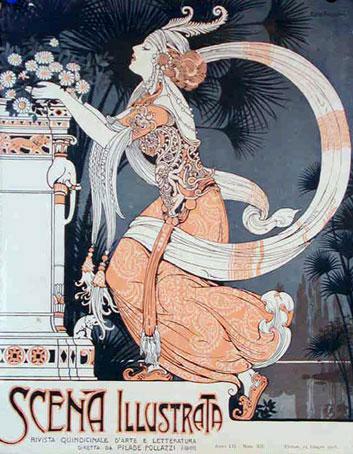 Scena Illustrata Arts Literature Music Theatre Stylish Woman 1900