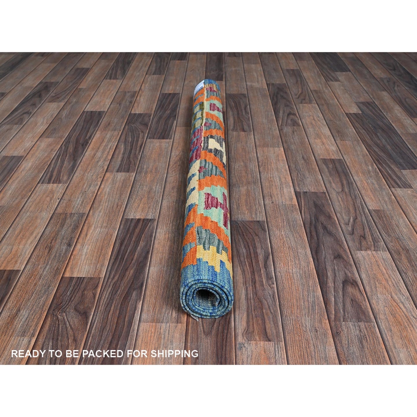 4'X5'9" Colorful Geometric Afghan Kilim All Wool Flat Weave Hand Woven Rug