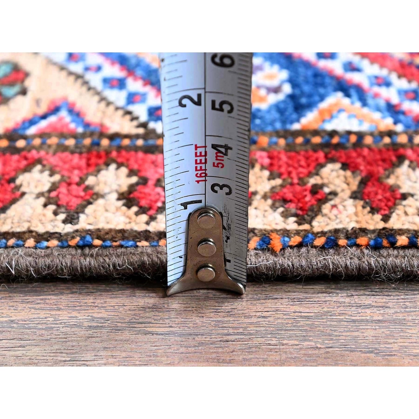 2'8"X9'5" Sailor Blue Caucasian Design Revival Hand Knotted Wool Runner Rug