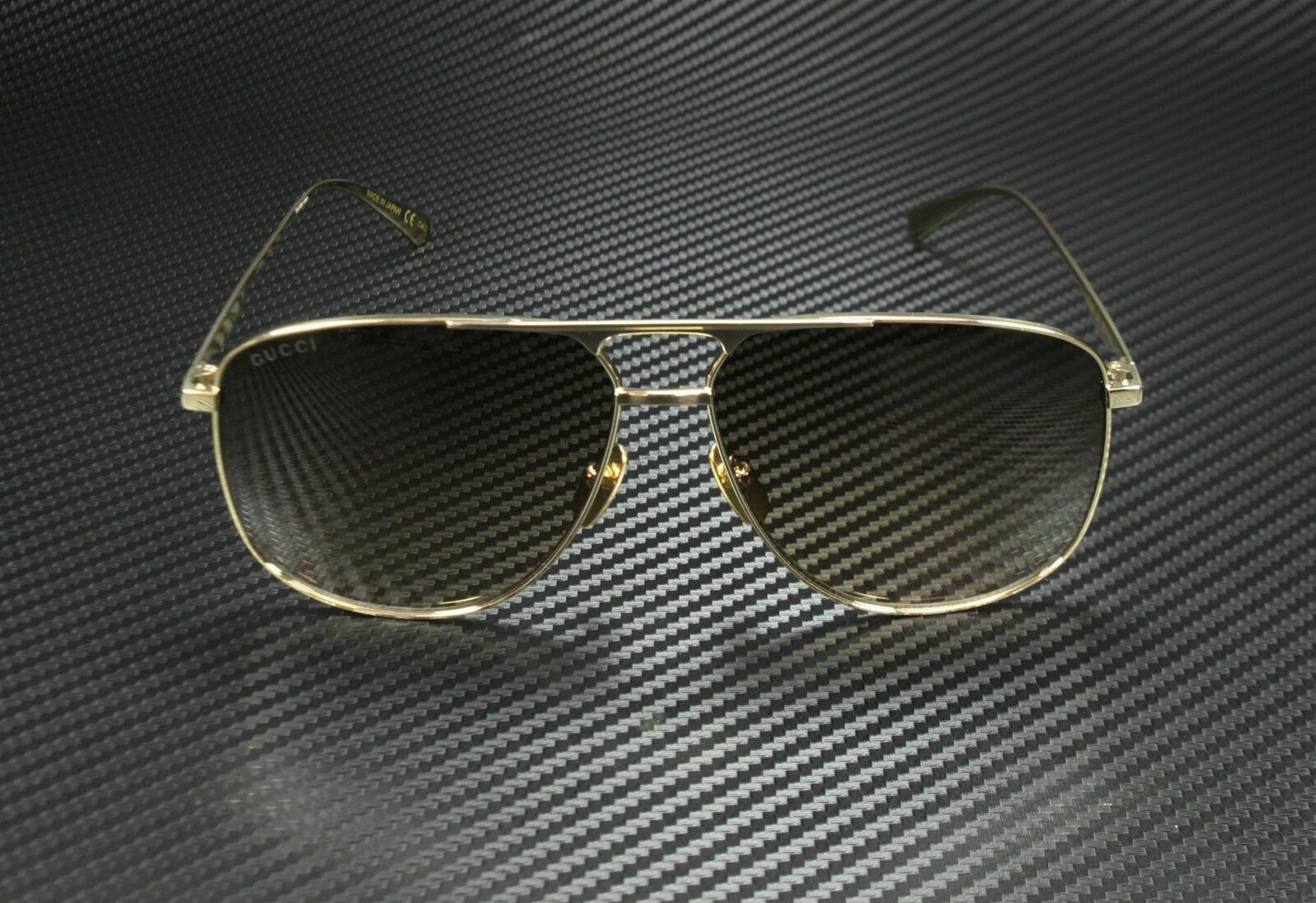 GUCCI GG0336S 001 Gold Brown Men's Rectangle Sunglasses 60 mm