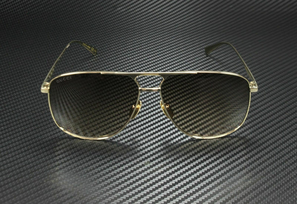 GUCCI GG0336S 001 Gold Brown Men's Rectangle Sunglasses 60 mm