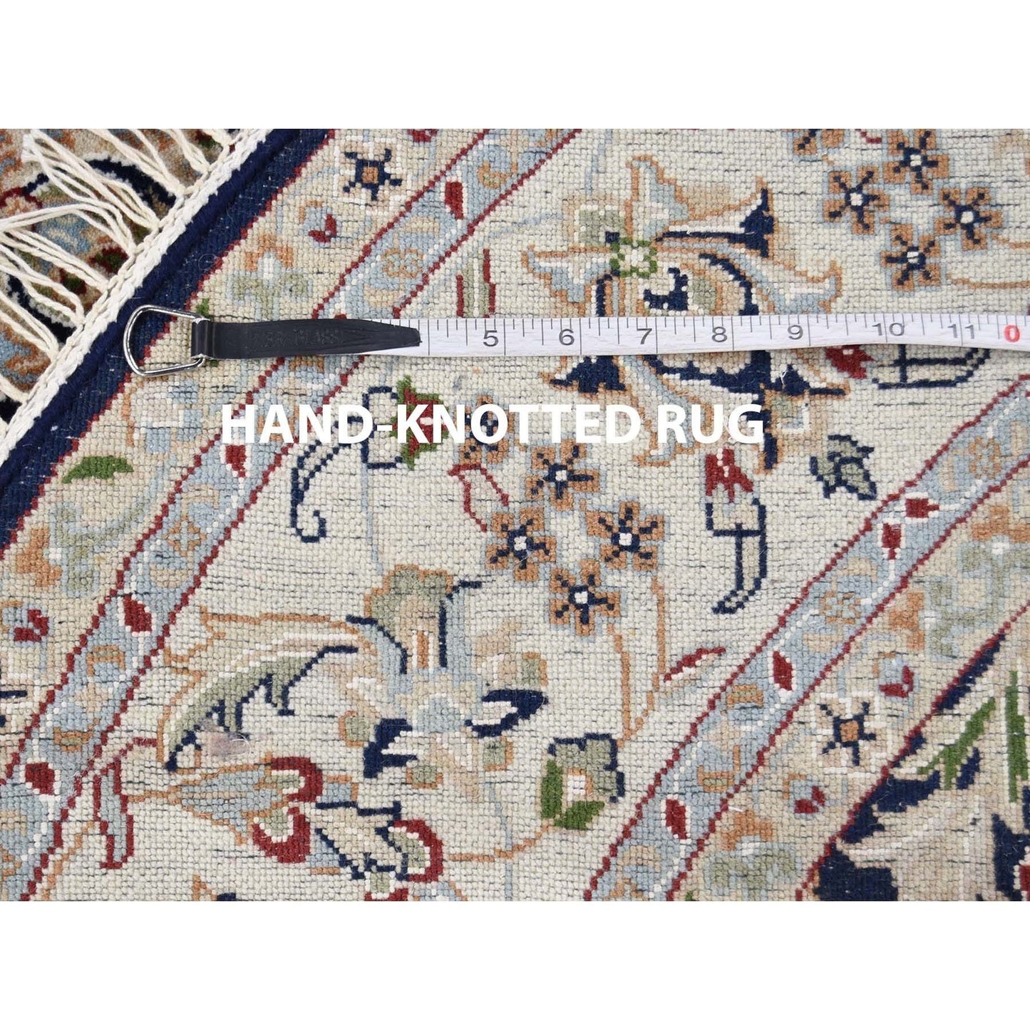 6'X6' Midnight Blue Nain Wool 250 Kpsi Hand Knotted Round Oriental Rug