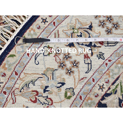 6'X6' Midnight Blue Nain Wool 250 Kpsi Hand Knotted Round Oriental Rug