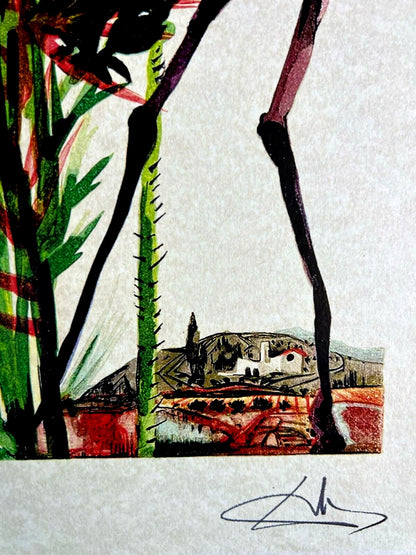 Salvador Dal Lithograph From An Drawing Coa
