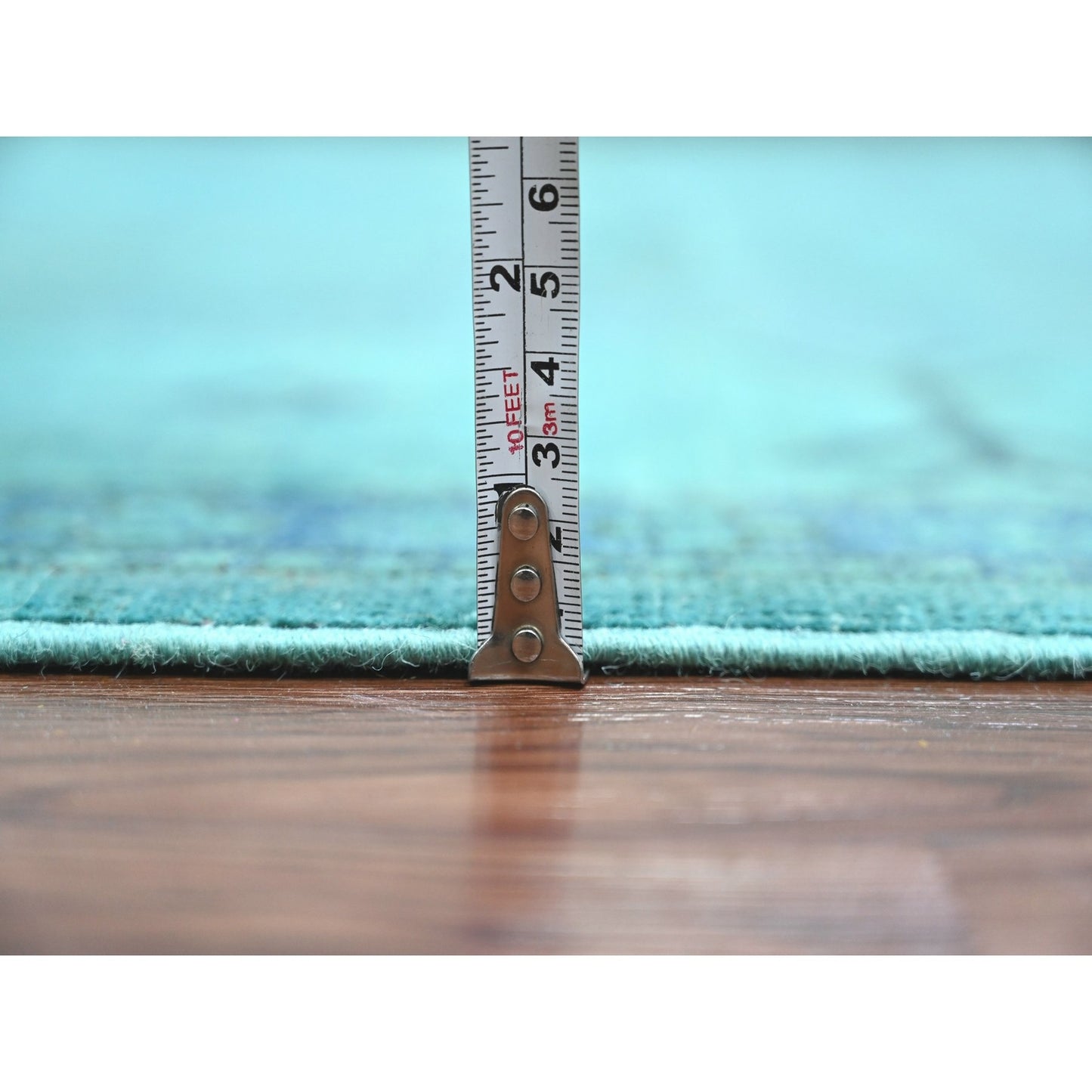 7'9"X9'6" Blue Overdyed Kazak Medallion Design Hand Knotted 100% Wool Rug