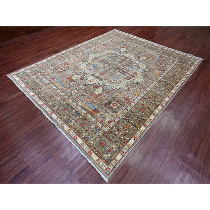 7'10"X9'6" Brown 14Th Century Mamluk Dynasty Design Wool Hand Knotted Rug