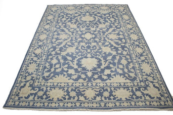 Handmade Wool Oriental Rug Large Slate Blue