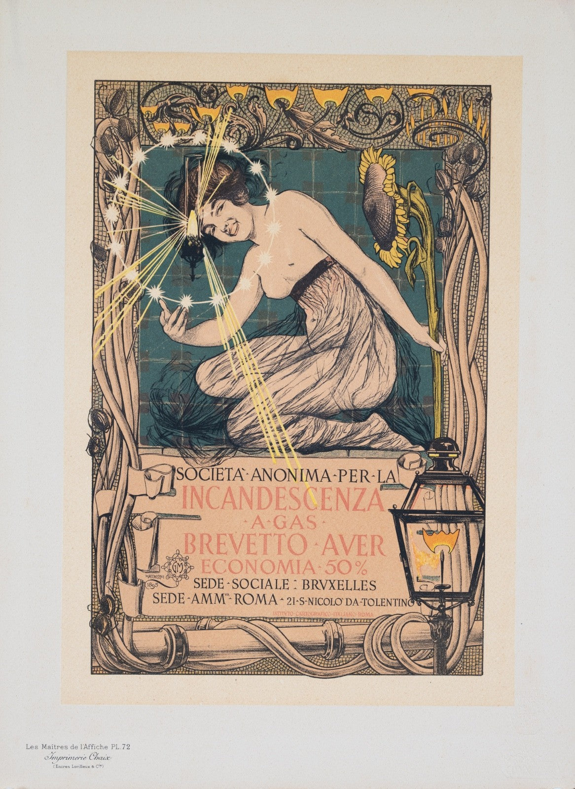 Maitres Giovanni Mattaloni 1897 Stone Lithograph Incandescenza