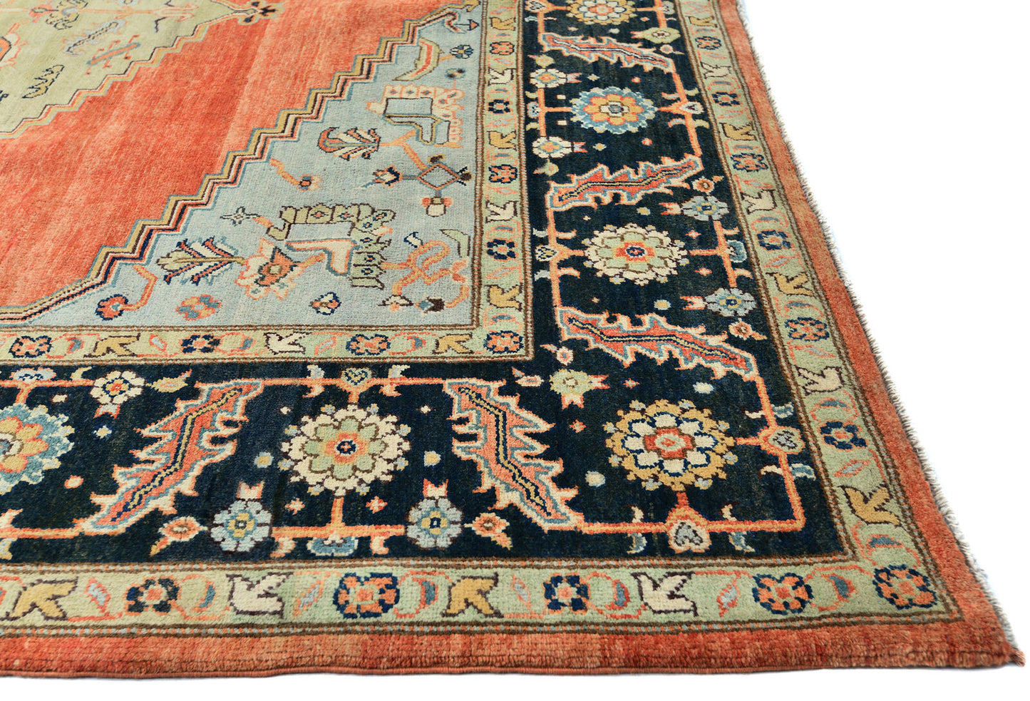 Tribal Geometric Heriz Serapi Oriental Rug Living