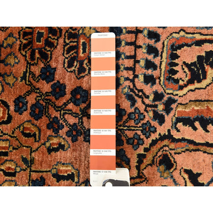 9'10"X13'7" Coral Salmon Antique Zoroastrian Pure Wool Hand Knotted Rug