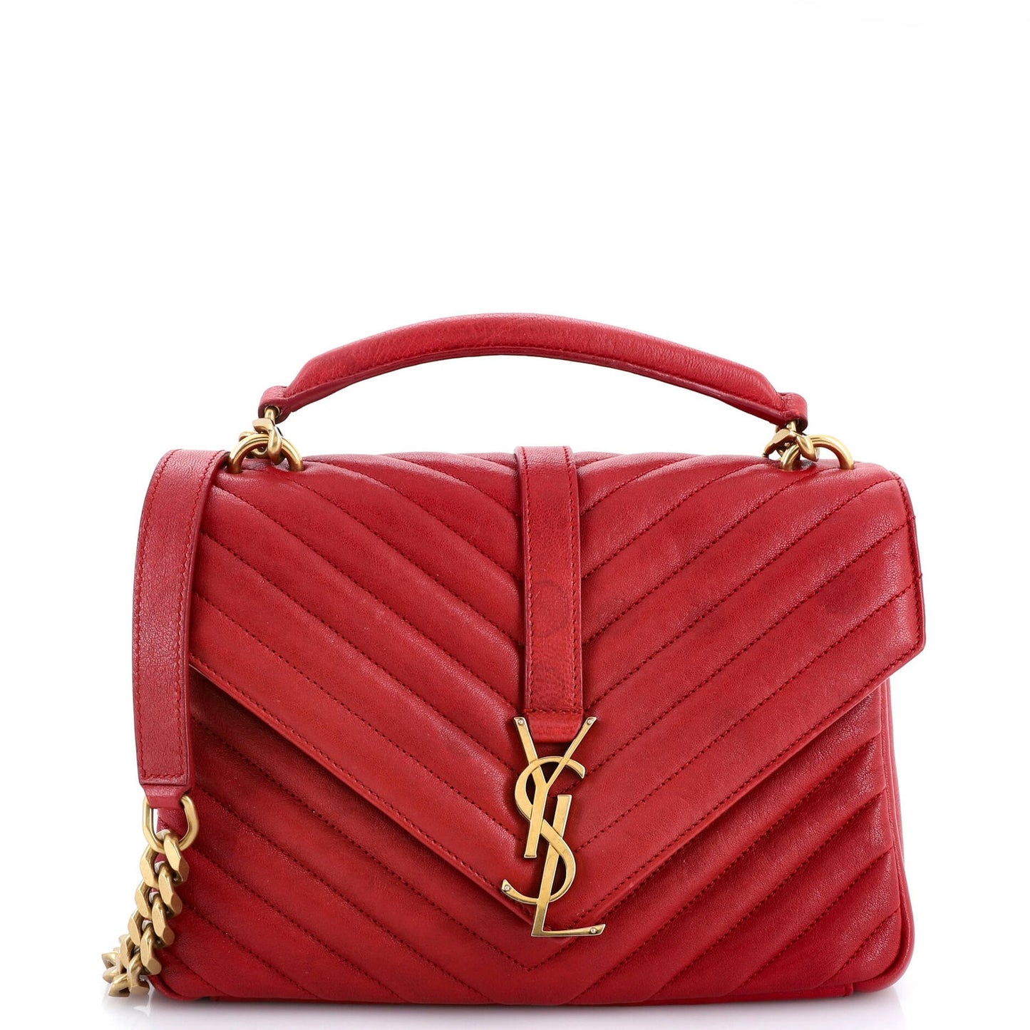 Saint Laurent Classic Monogram College Bag Matelasse Chevron Leather Medium