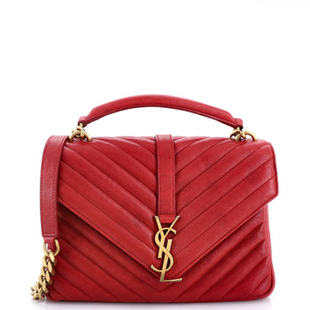 Saint Laurent Classic Monogram College Bag Matelasse Chevron Leather Medium