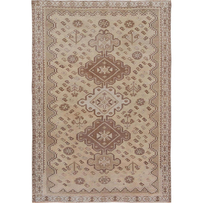 5'X7'5" Earth Tones Vintage Farsian Sheeraz Wool Handknotted Oriental Rug
