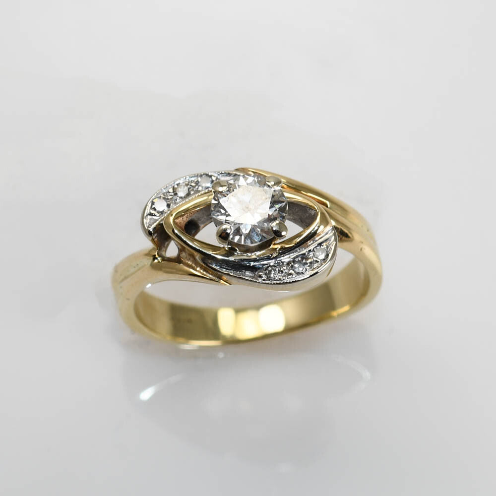 13K Yellow Gold Vintage Diamond Ring 0.45Ct, 3.8Gr