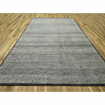 10'X14' Black Wool Rug Hand Knotted Oxidized & Distressed Grass Design