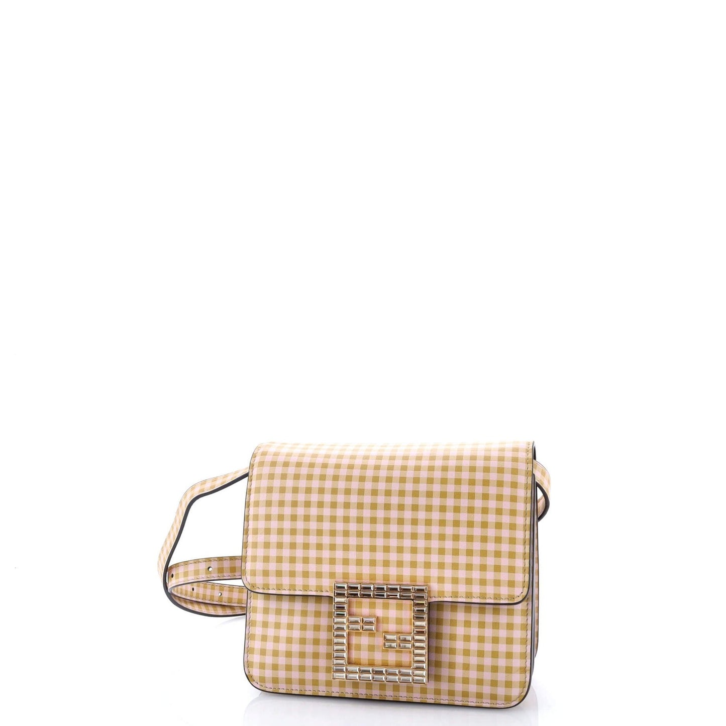 Fendi Fab Shoulder Bag Printed Leather With Crystal Detail