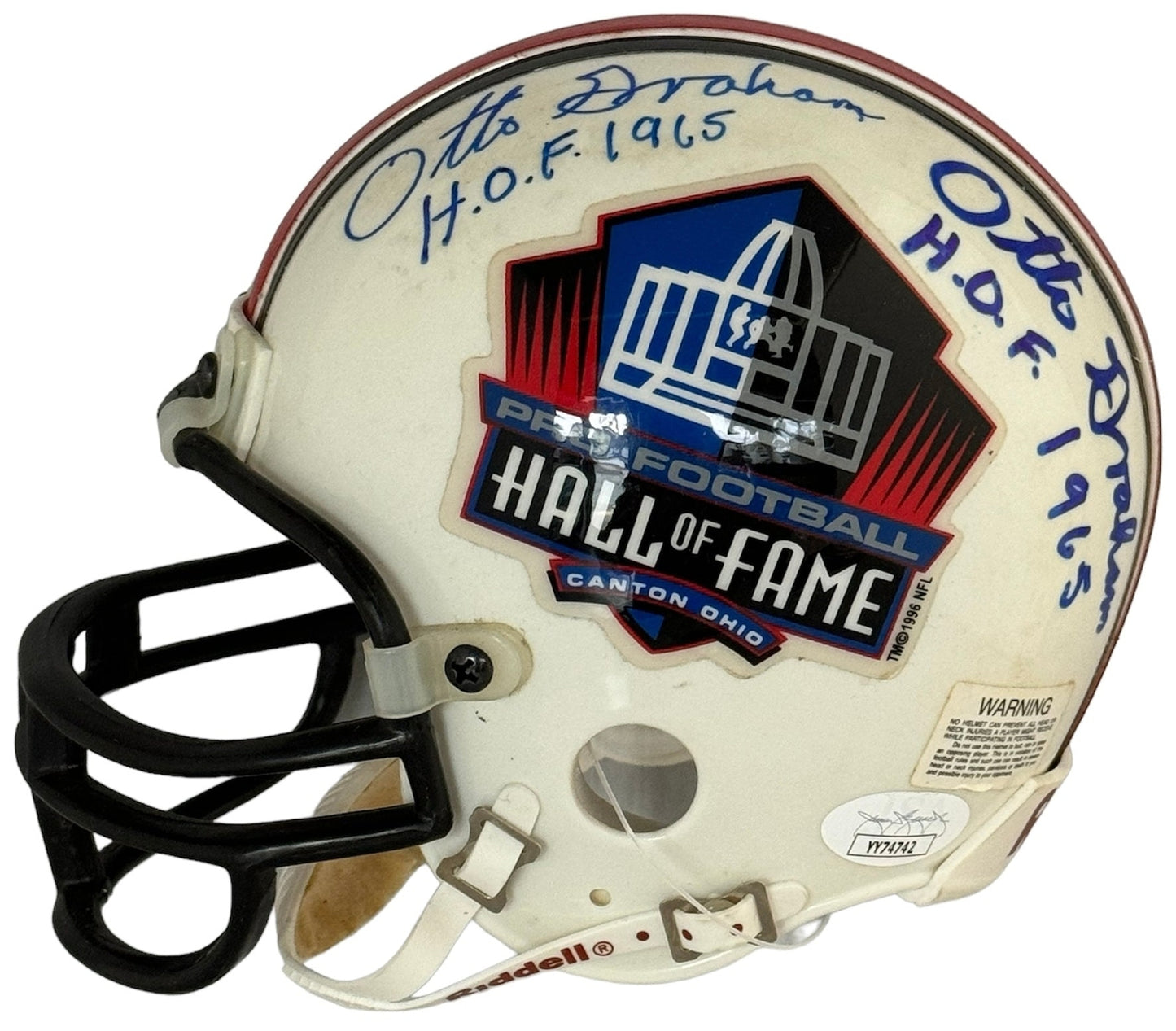 Jim Brown Otto Graham Autographed Hall Of Fame Mini Helmet (Jsa)