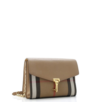 Burberry Macken Crossbody Bag Leather And House Check Canvas Small