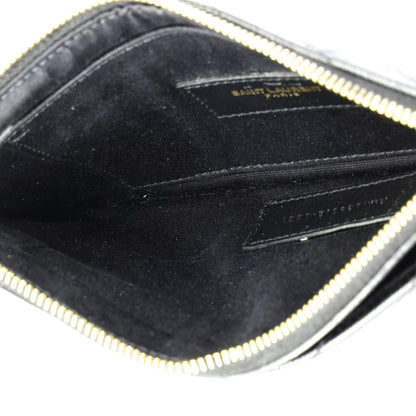 Saint Laurent Classic Monogram Zip Bill Pouch Matelasse Chevron Leather Medium