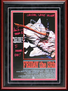 Ari Lehman Autographed Framed Multi Inscribed Friday The 13Th Movie Poster