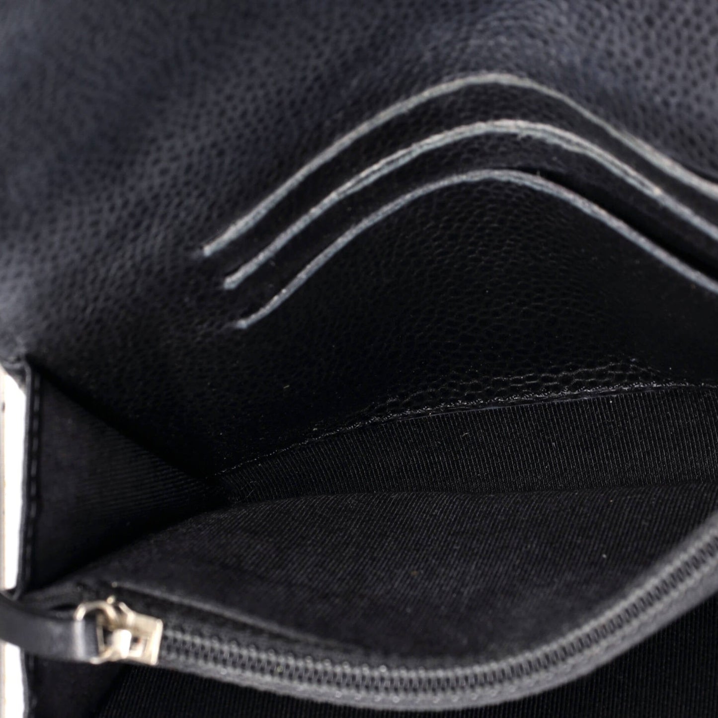 Chanel Cc Gusset Classic Flap Wallet Quilted Caviar Medium