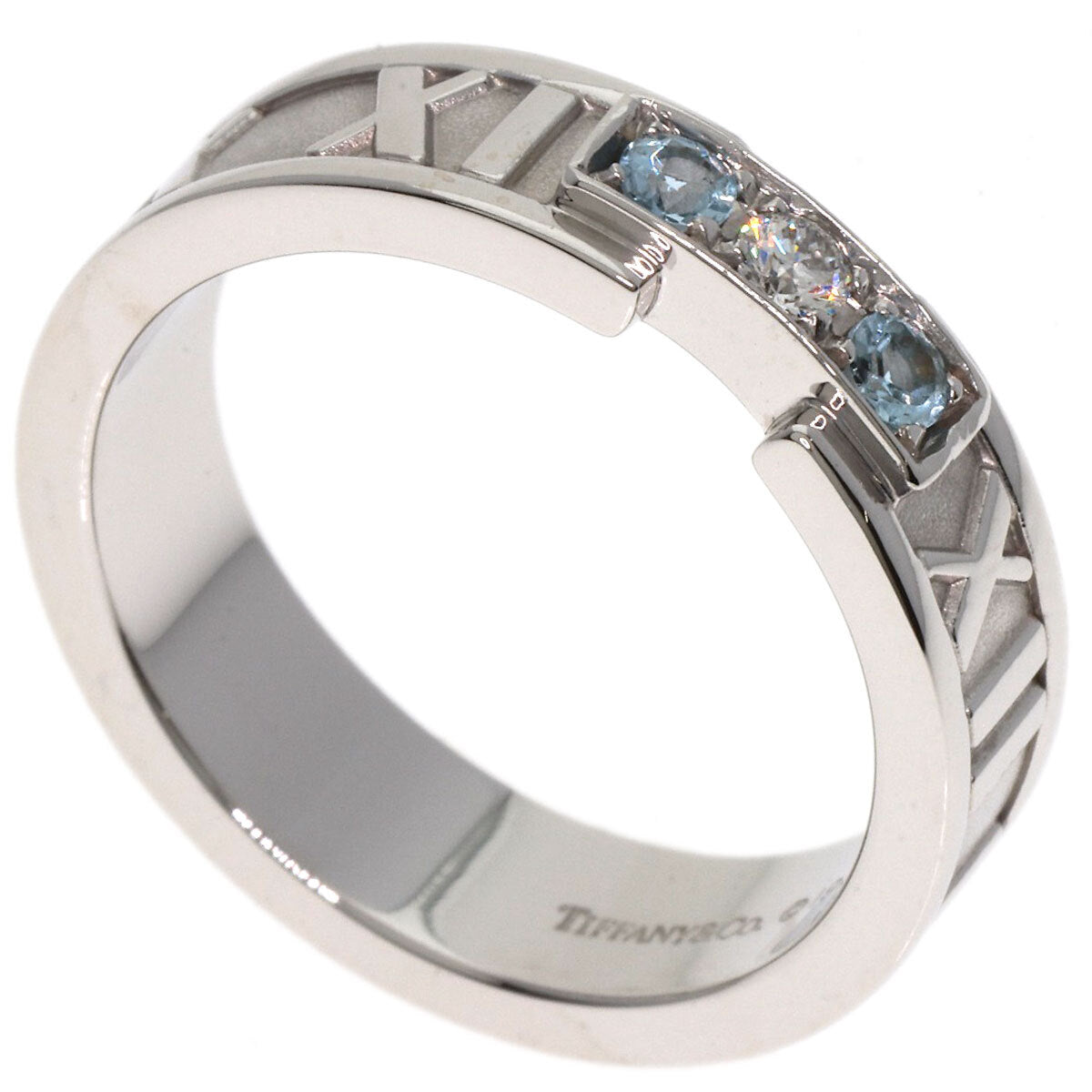 Tiffany&Co. Atlas Aquamarine Diamond Ring K18