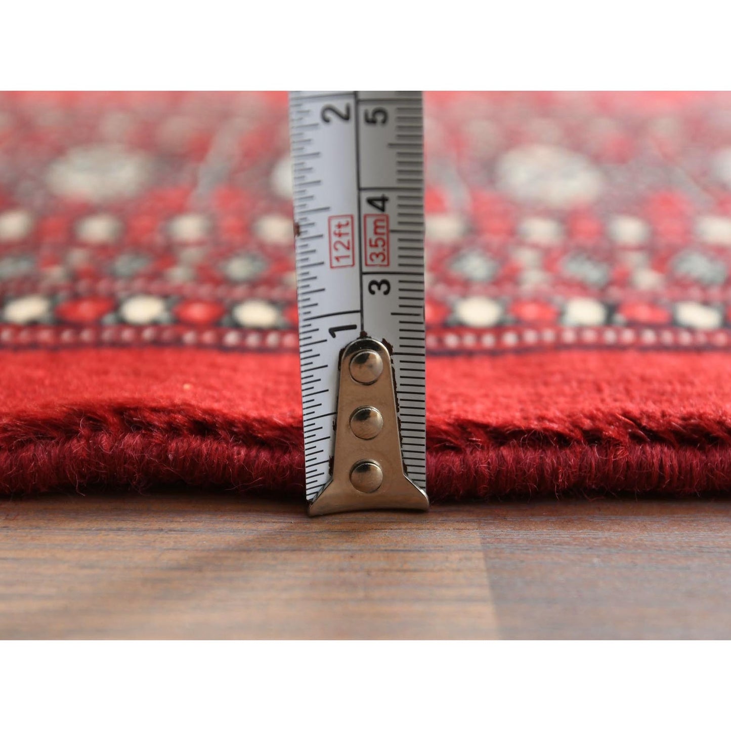 5'1"X7'6" 250 Kpsi Silky Wool Hand Knotted Super Bokara Red Rug