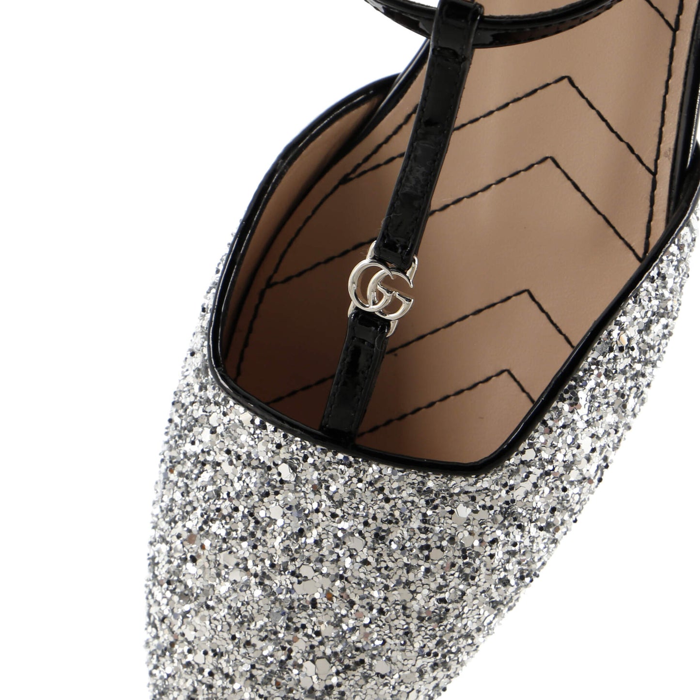 Gucci Women'S Gg Slingback Flats Glitter And Patent