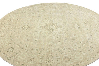 Handmade Transitional Round Oriental Rug Floral