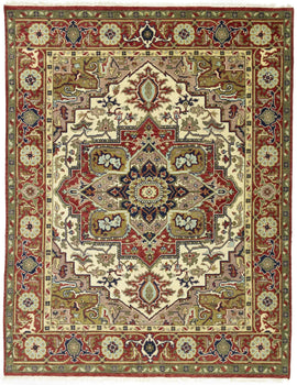 Handmade Scarlet Red Traditional Wool Heriz