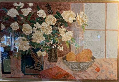 Ellen Gan Season Of Roses Ii Signed Silkscreen 204/325 Large Framed Still Life