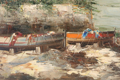Alberto Corsini Napoli Harbor View Signed Original Oil Painting Italian Sea