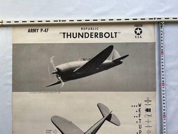 Wwii 1943 Us Navy Aircraft Recognition Poster P-47 Thunderbolt Republic Fighter