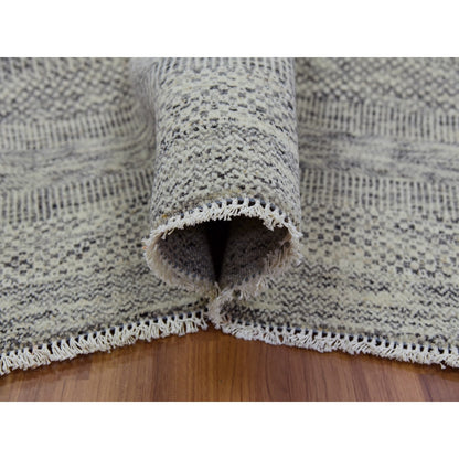 9'X12'4" Laid Back Gray Grass Undyed Wool Hand Knotted Oriental Rug