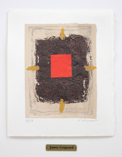 James Coignard (French) Original Collage Carborundum Print Pencil Signed Framed