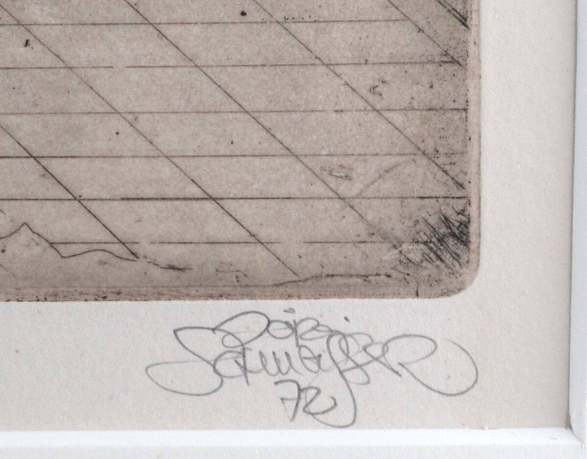 Jorg Schmeisser 1972 Original Etching Print Pencil Singed Framed
