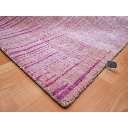 8'1"X10'4" Shades Of Pink Vertical Ombre Design Wool Hand Knotted Rug