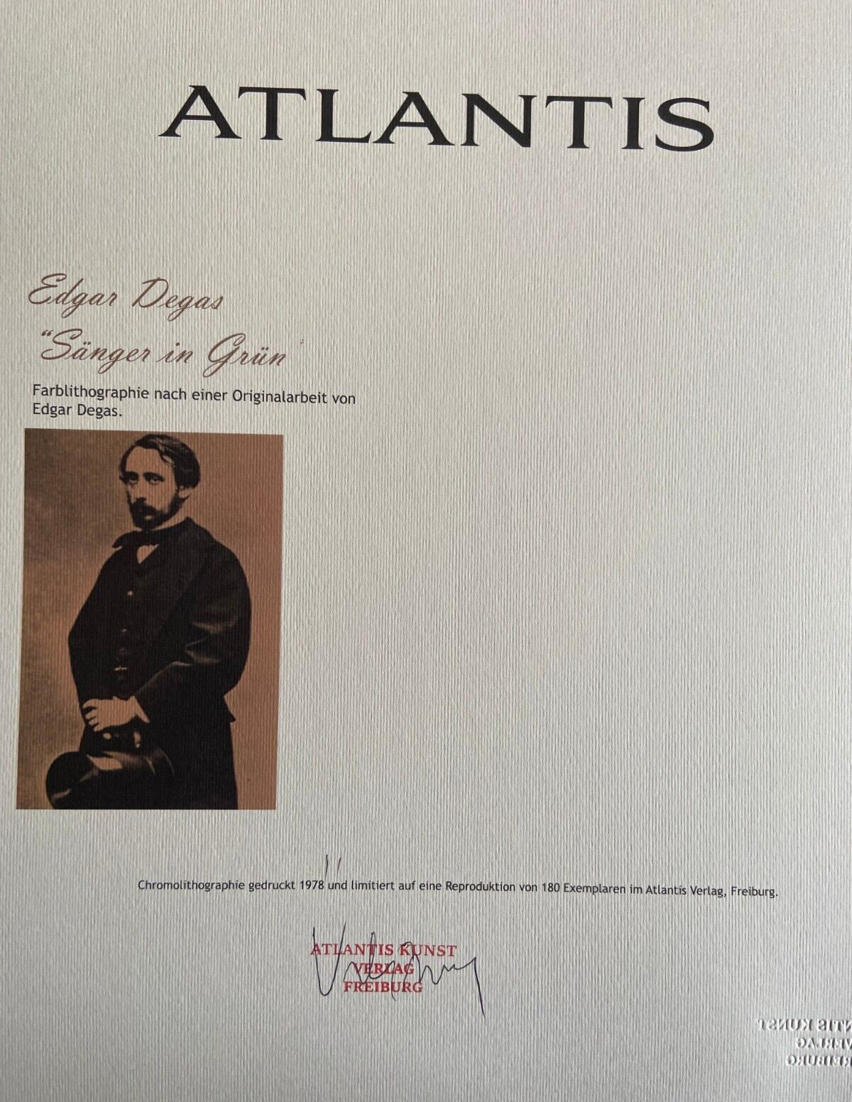 Edgar Degas, Signed Lithograph Coa, Numbered In Pencil Stamped #