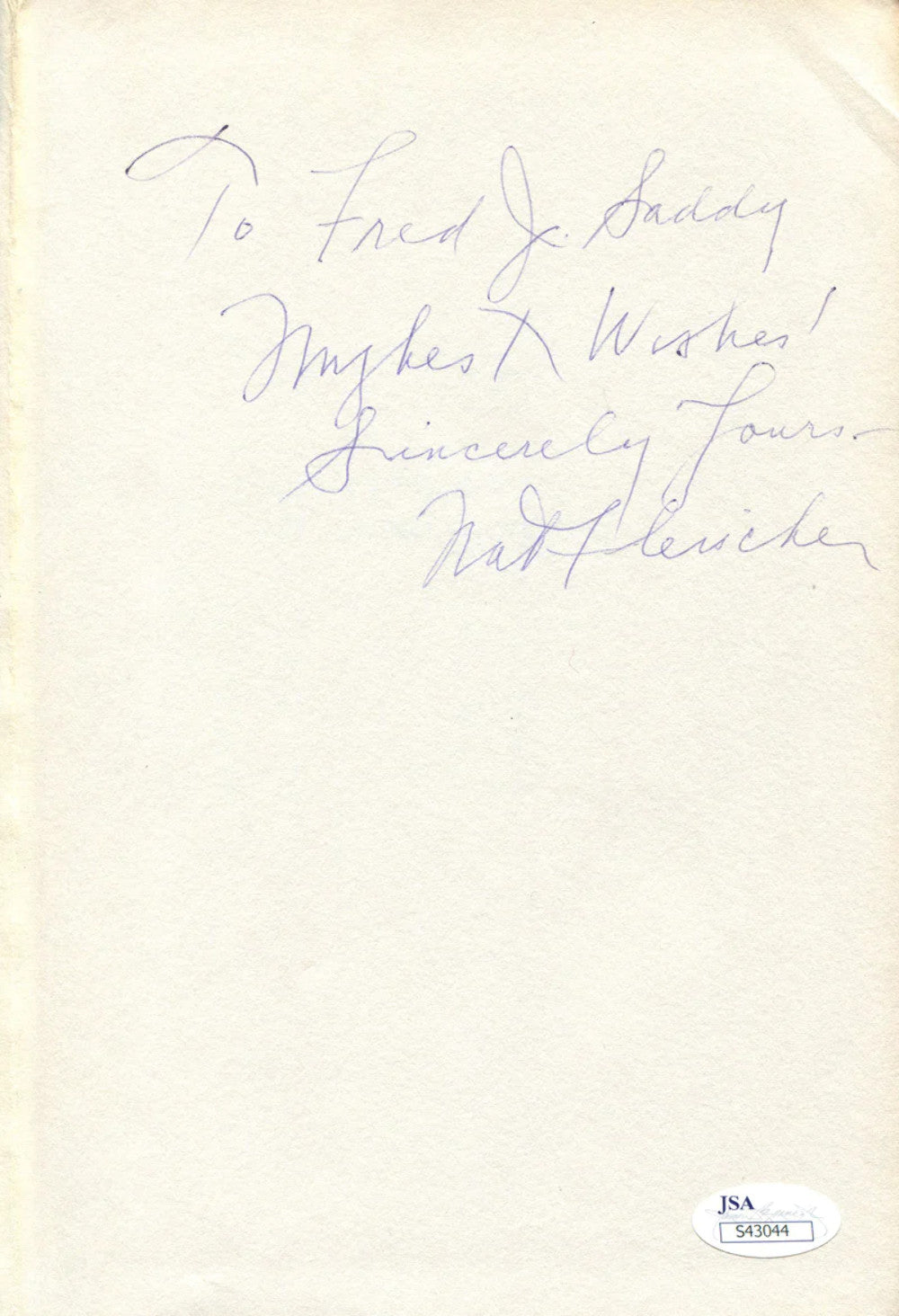 Nat Fleischer Autographed 1972 Boxing Encyclopedia Book (Jsa)