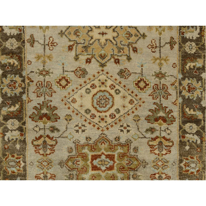 2'7"X12'1" Gray Karijihooz Design Hand Knotted Soft Wool Oriental Rug