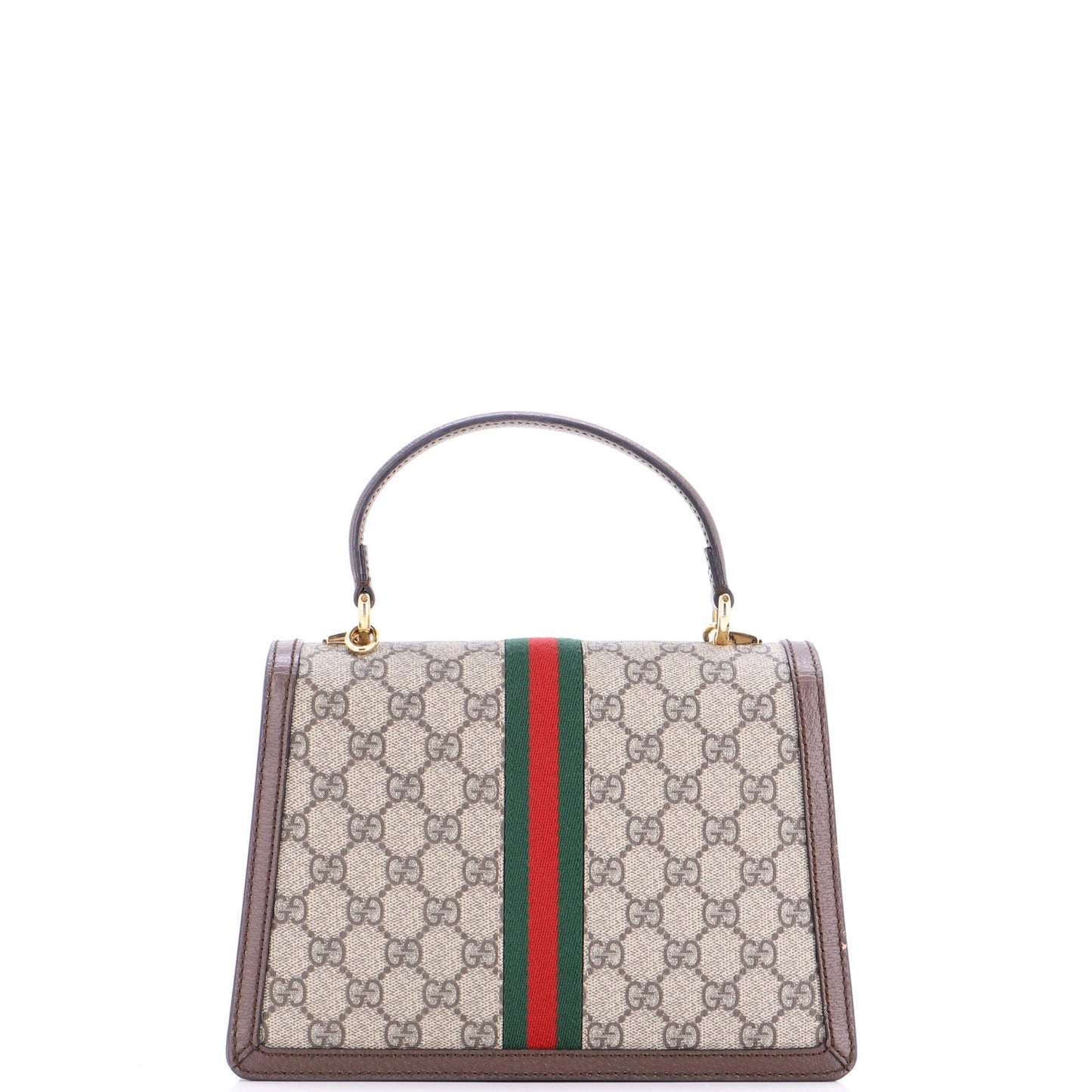 Gucci Ophidia Flap Top Handle Bag Gg Coated Canvas Small