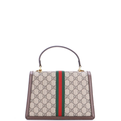 Gucci Ophidia Flap Top Handle Bag Gg Coated Canvas Small
