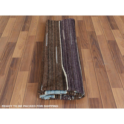 6'3"X9' Hand Woven Flat Weave Kilim Brown Mountain Design Reversible Rug