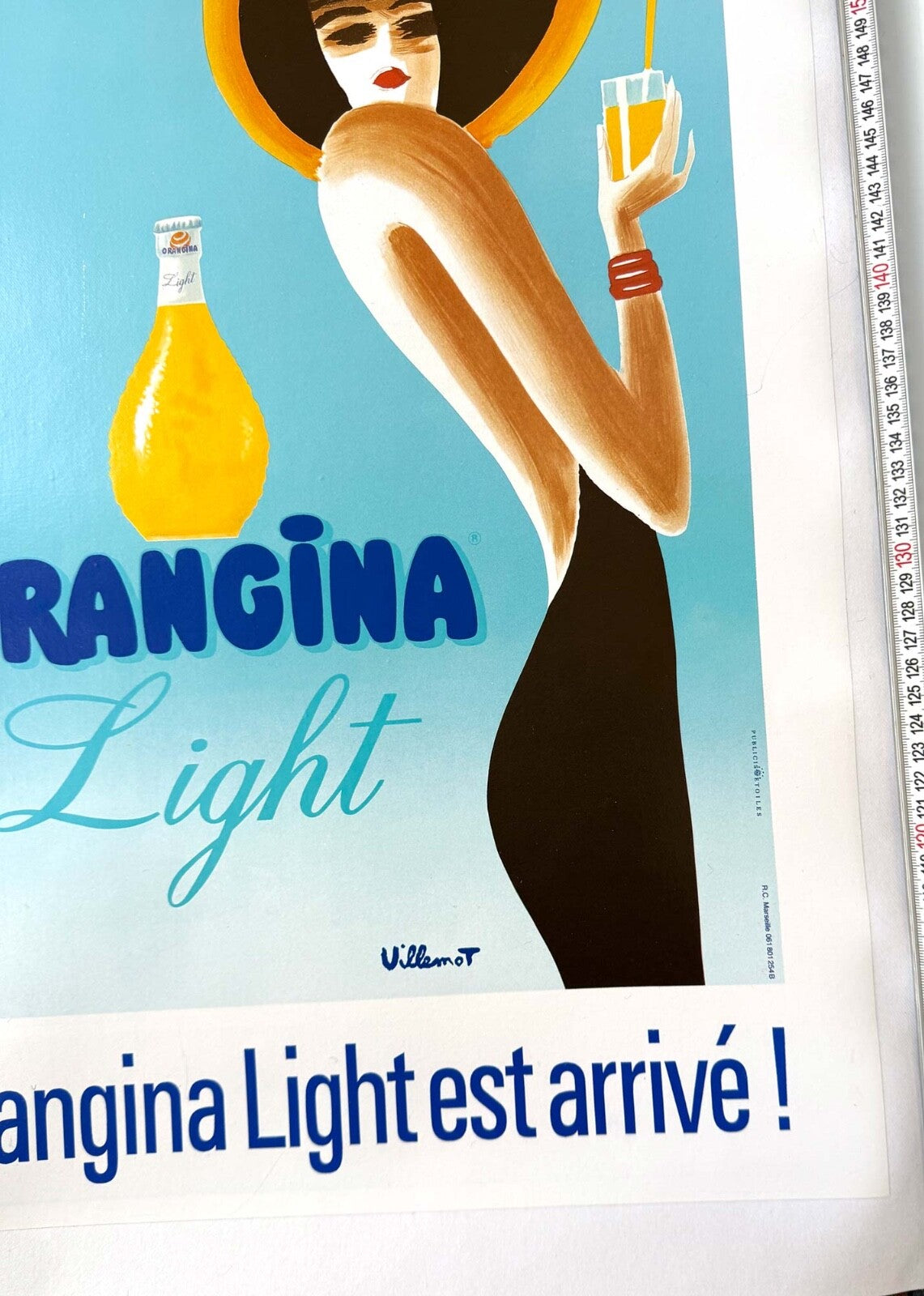 Orangina Light By Bernard Villemot Vintage Poster On Linen 1989