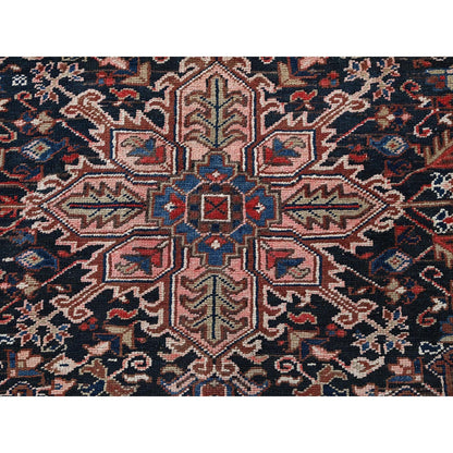 9'5"X11' Red Vintage Zoroastrian Heris Pure Wool Hand Knotted Squarish Rug