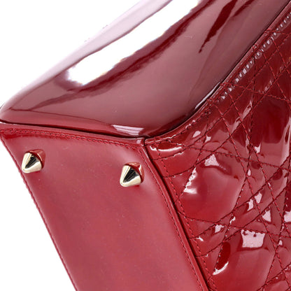 Christian Dior Lady Dior Nm Bag Cannage Quilt Patent Medium