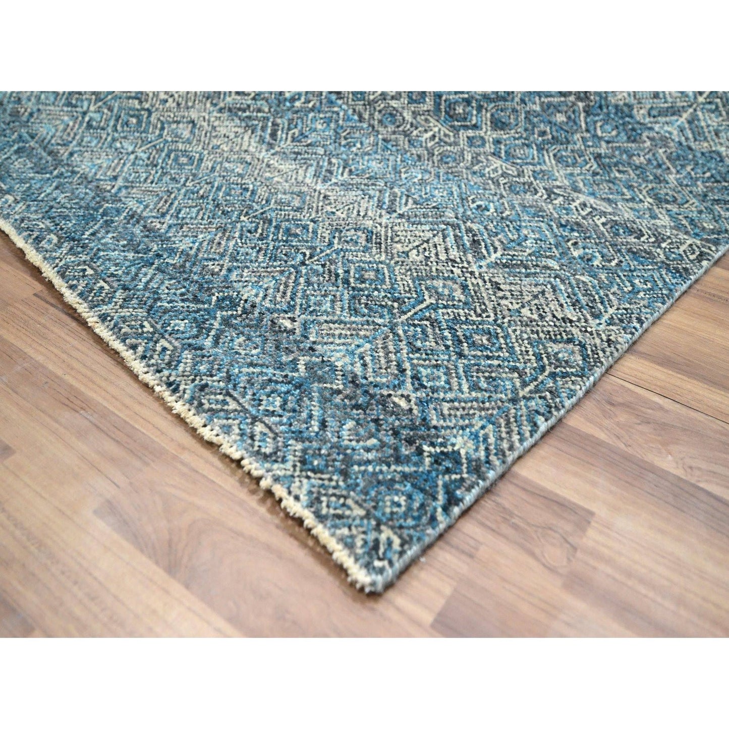 8'3"X10'1" Blue Kohinoor Herat All Over Design Hand Knotted Soft Wool Rug
