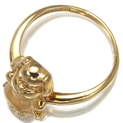 Quartz Diamond 0.01Ct Dog Ring 18K 750 Yellow Gold