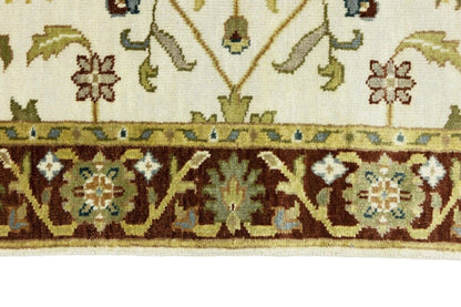 Hand-Knotted Cream Floral Design Osh Chobi Rug