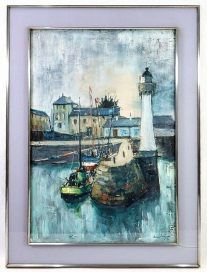 Bernard Lignon (French) Original Painting Oil On Canvas Signed Framed - Port